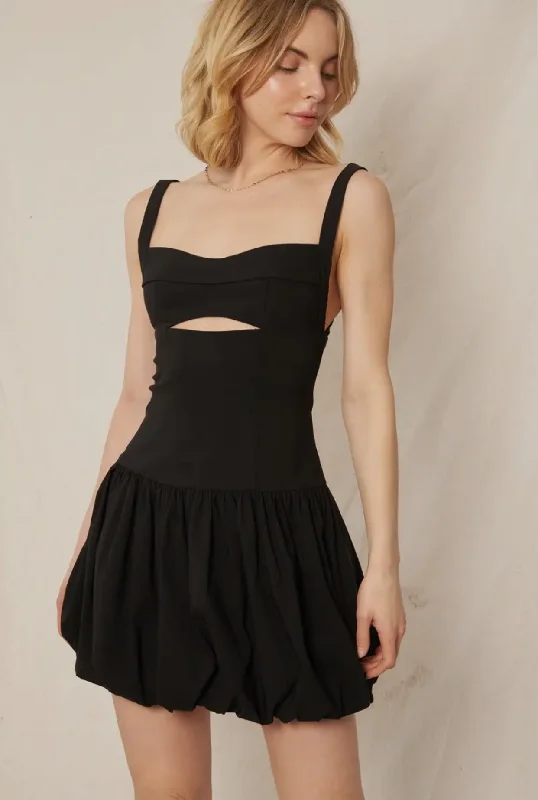 Balloon Skirt Mini Dress Stylish Sweetheart Neck Mini Dress