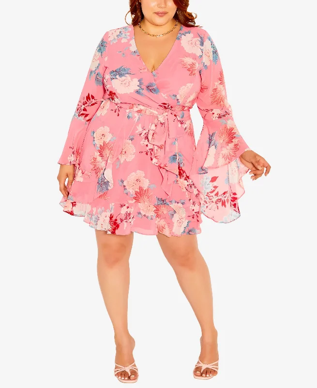 City Chic Trendy Plus Size Summer Flirt Mini Dress Fashionable A-Line Mini Dress