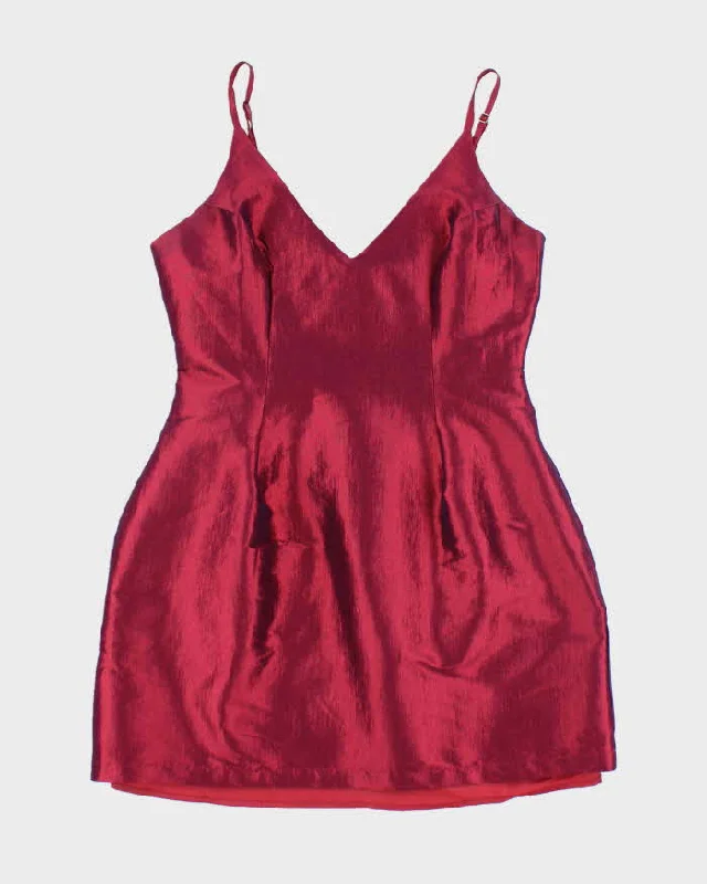 Vintage Y2k 00s Red Iridescent Mini Dress - S Chic Bohemian Mini Dress