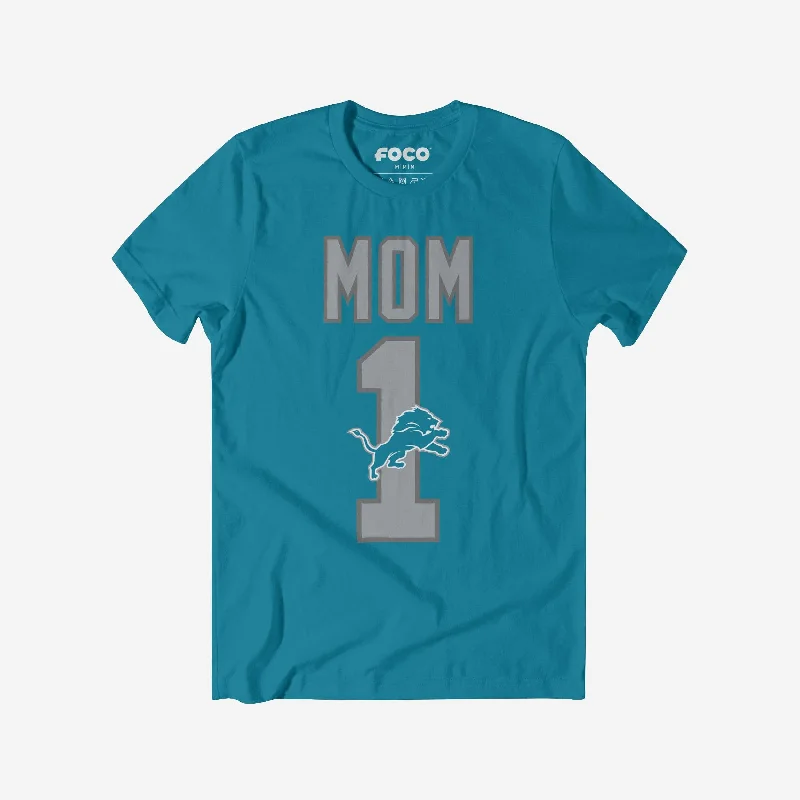 Detroit Lions Number 1 Mom T-Shirt-- Fleece Fabric Down Fabric Feather Fabric