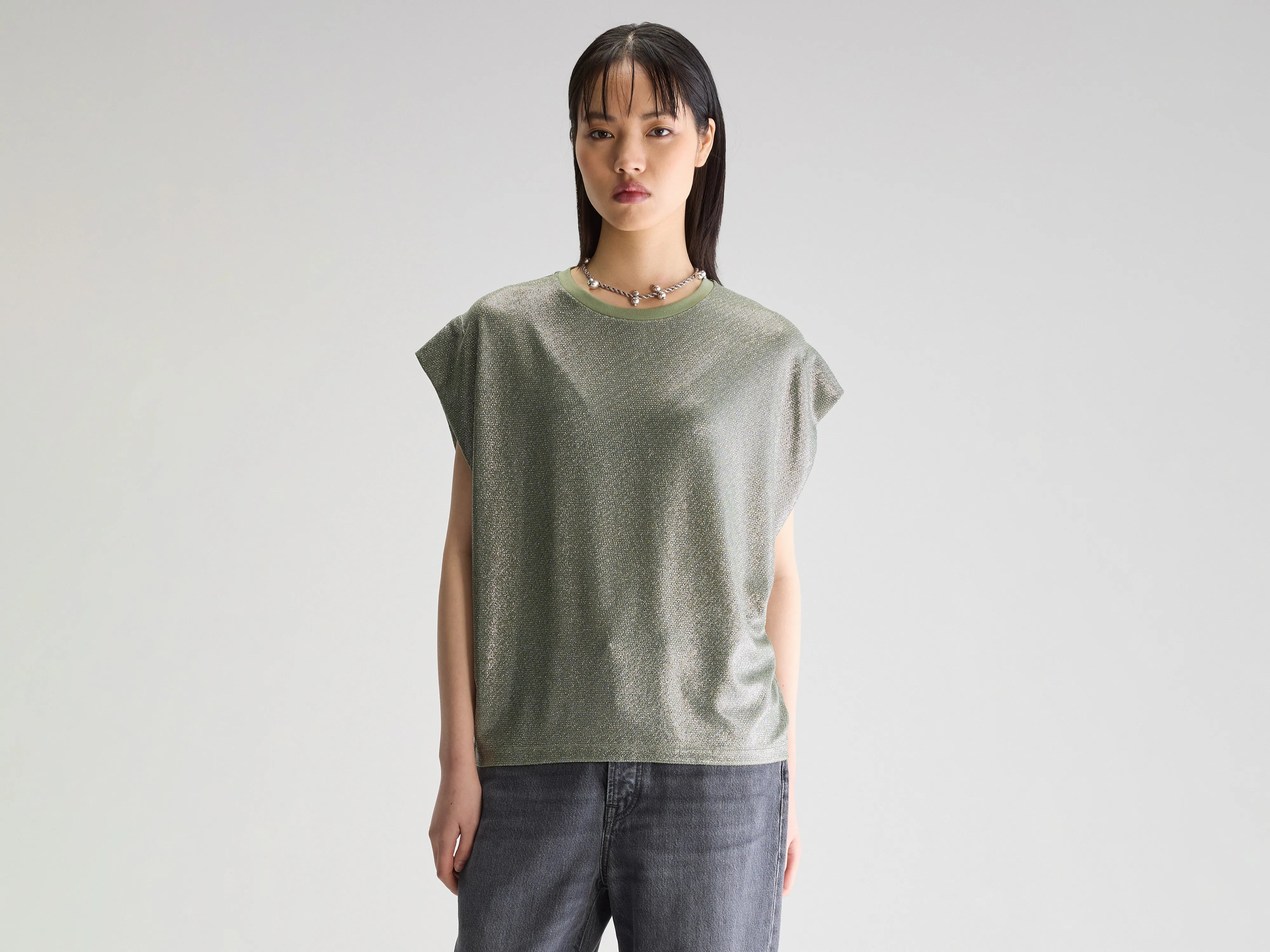 Vice crewneck t-shirt (251 / W / SAUGE)-- Hooded Caped Shawl Collar