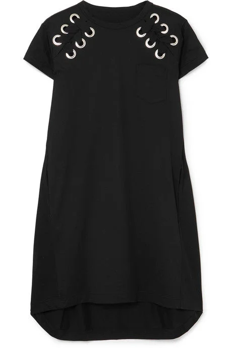 Lace-up cotton-jersey mini dress Elegant Sequin Mini Dress
