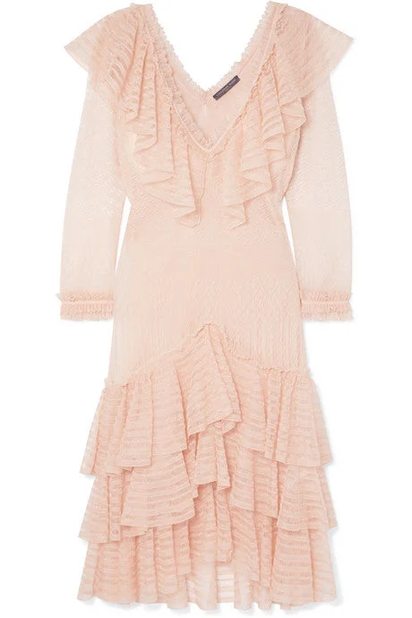 Ruffled knitted silk mini dress Fashionable Denim Mini Dress