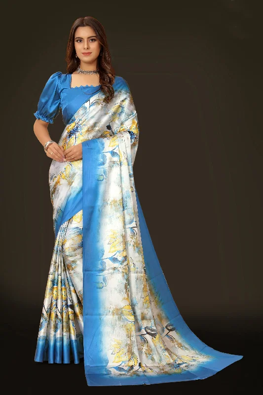 Sonakshi Women's Multicolor Pure Japan Satin Digital Printed Designer Saree with Blouse Pastel Color Blouse Sonakshi Women's Multicolor Pure Japan Satin Digital Printed Designer Saree with Blouse Pastel Color Blouse