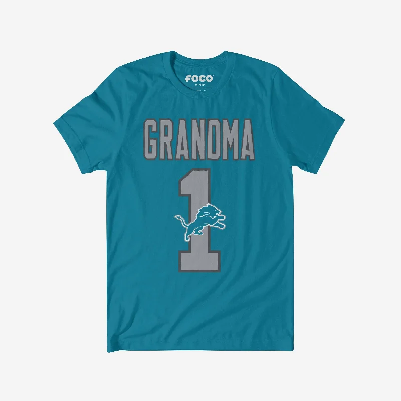 Detroit Lions Number 1 Grandma T-Shirt-- Houndstooth Herringbone Solid