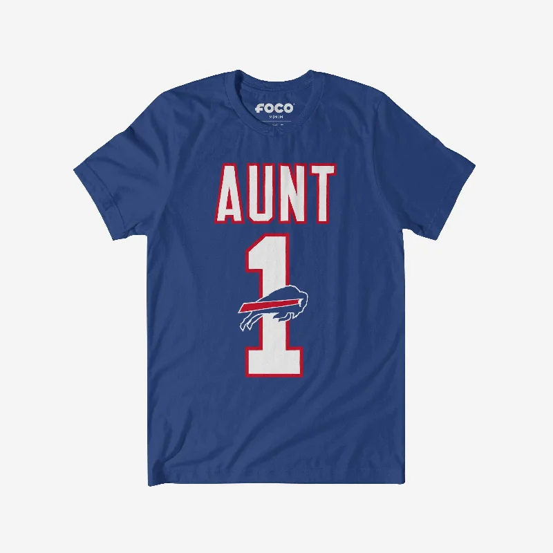 Buffalo Bills Number 1 Aunt T-Shirt-- Notch Collar Peter Pan Collar Cowl Neck