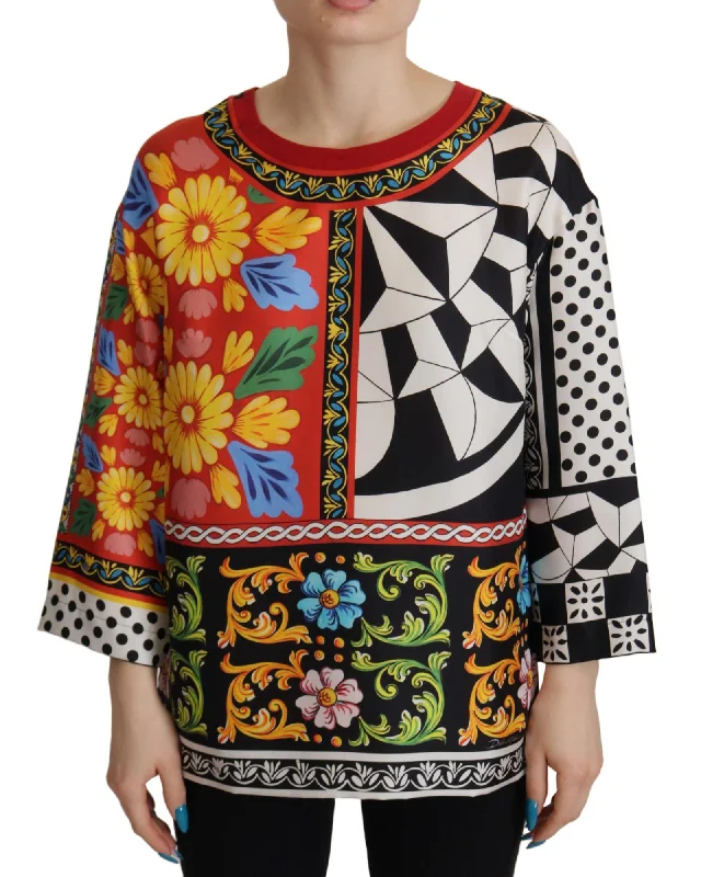 Dolce & Gabbana  Floral Print Silk Blouse Smart Business Blouse