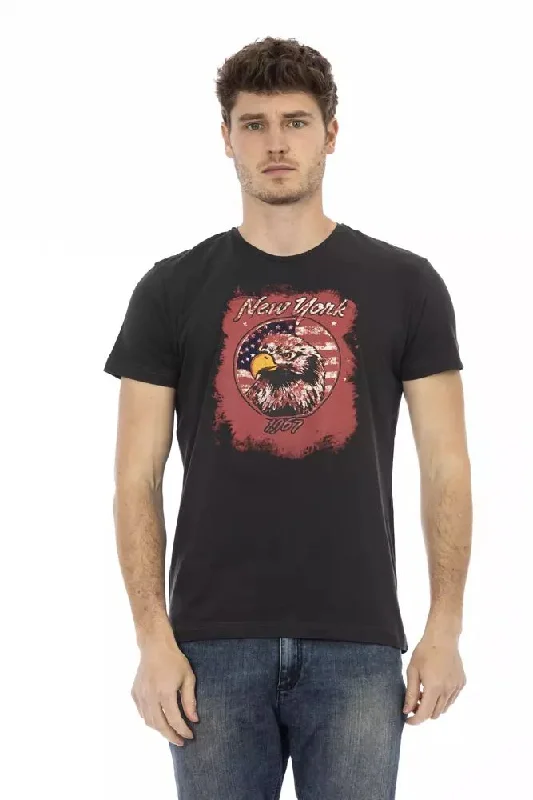 Black Cotton Men T-shirt-- Elegant Classic Vintage