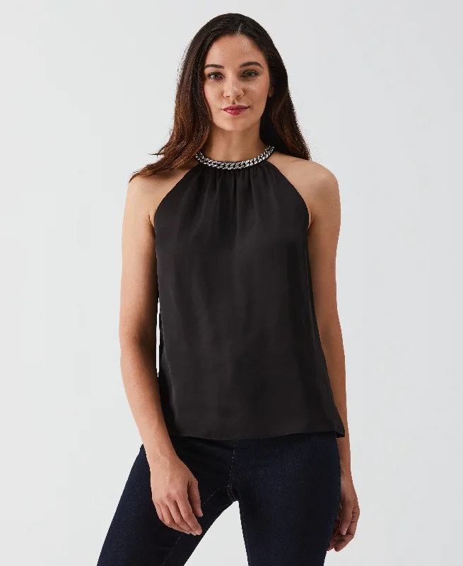 Embellished Halter Blouse Modern Oversized Blouse
