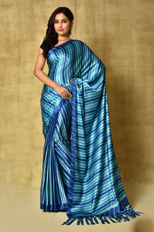 Sonakshi Women's Blue Digital Printed Pure Japan Satin Saree with Blouse Versatile Layering Blouse Sonakshi Women's Blue Digital Printed Pure Japan Satin Saree with Blouse Versatile Layering Blouse
