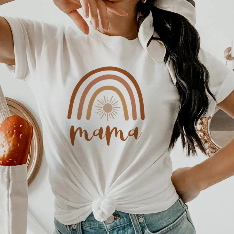 TINLEY Boho Burnt Orange Rainbow Sun Mom T-shirt-- Welt Pockets Slit Pockets Flap Pockets TINLEY Boho Burnt Orange Rainbow Sun Mom T-shirt-- Welt Pockets Slit Pockets Flap Pockets