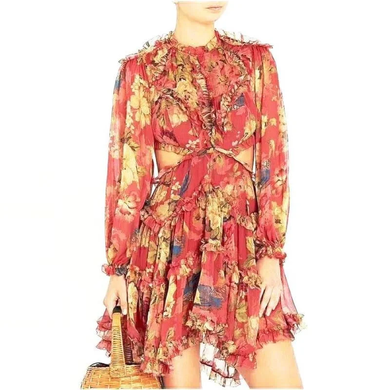 Holiday Flower Print Backless Fashion Silk Runway Mini Dress Classic Shift Mini Dress Holiday Flower Print Backless Fashion Silk Runway Mini Dress Classic Shift Mini Dress