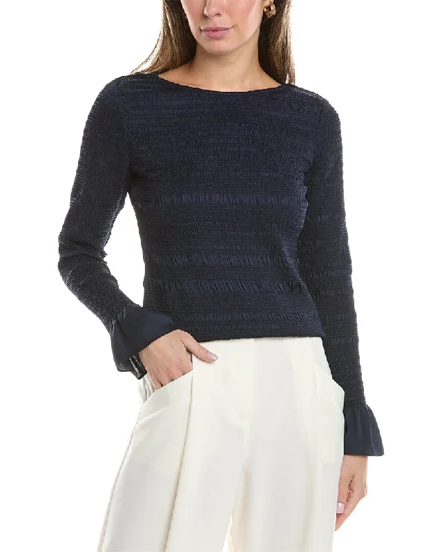 Lafayette 148 New York Smocked Blouse Office-Ready Blouse