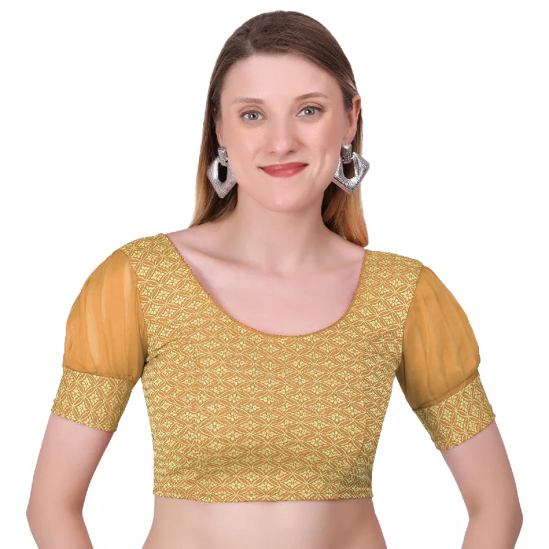 Vamika Heavy Double Phase Fabric Gold Balloon Sleeves Blouse Lightweight Linen Blouse Vamika Heavy Double Phase Fabric Gold Balloon Sleeves Blouse Lightweight Linen Blouse