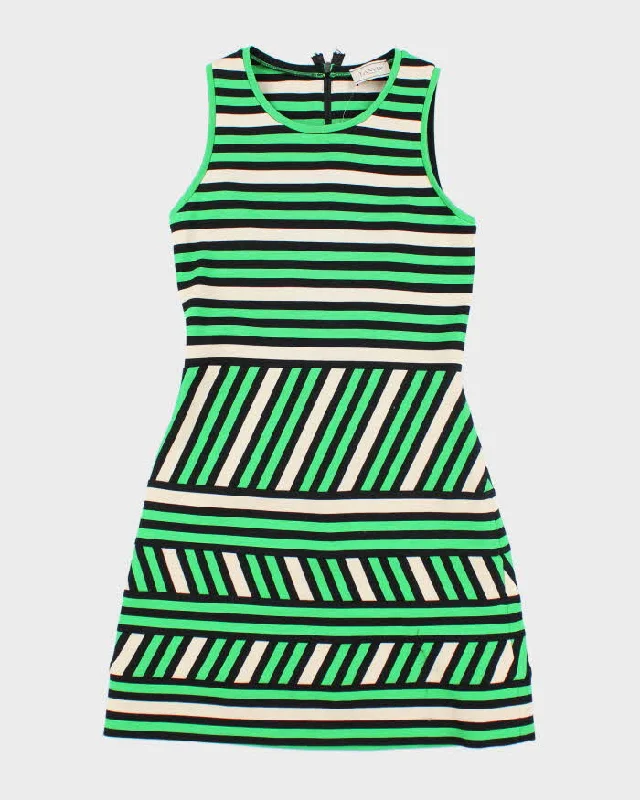 Lanvin Green Stripe Mini Dress - S Comfortable Fit-and-Flare Mini Dress