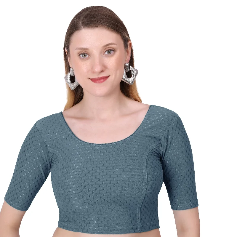 Vamika Cotton Lycra Stretchable Fabric Grey Stretchable Blouse Sleeveless Summer Blouse Vamika Cotton Lycra Stretchable Fabric Grey Stretchable Blouse Sleeveless Summer Blouse