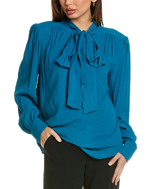 Alberta Ferretti Scarf Neck Silk-Blend Blouse Lightweight Chiffon Blouse