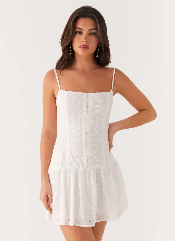 Palm Springs Mini Dress - White Trendy Denim Mini Dress