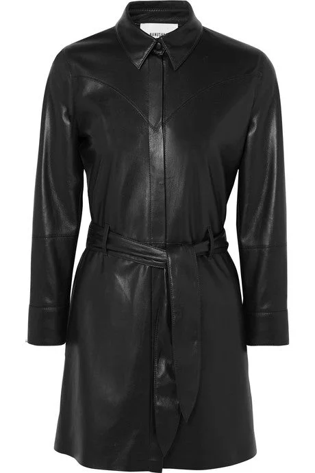 Gisele belted vegan leather mini dress Trendy Cut-Out Mini Dress