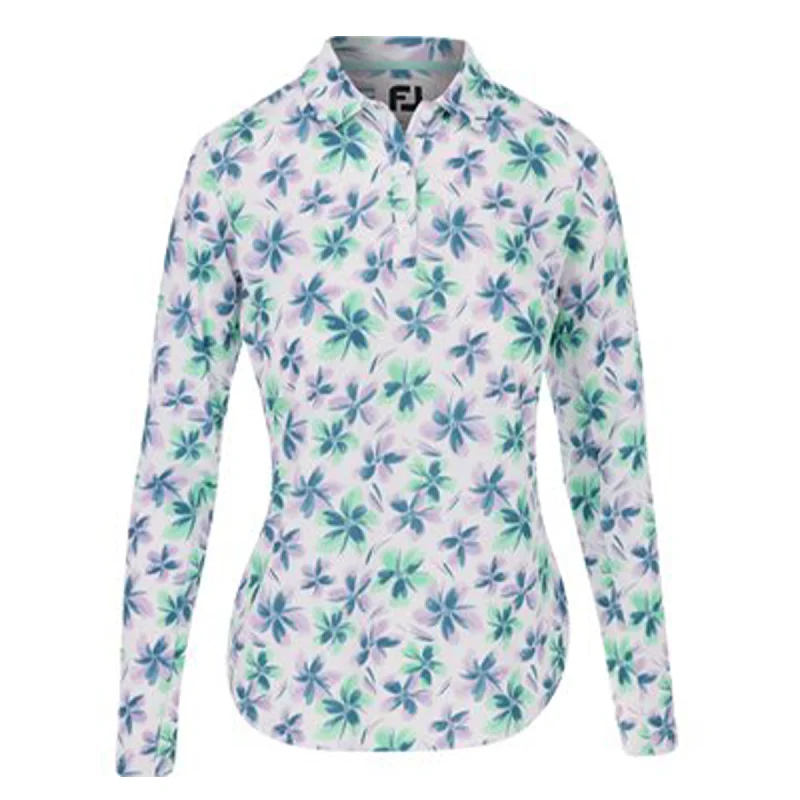 FootJoy Long Sleeve Floral Sun Shirt-- Hooded Caped Shawl Collar