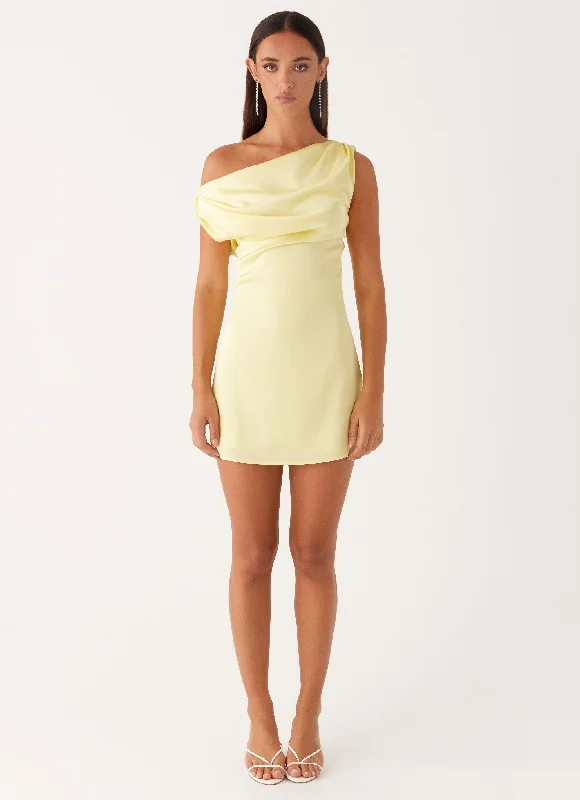 Heart Of Glass Satin Mini Dress - Yellow Elegant Vintage Mini Dress