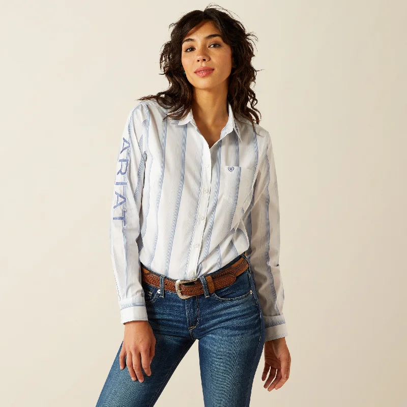 Women's Ariat Team Kirby Stretch Button Down Shirt #10055083-- Front Pockets Side Pockets Patch Pockets
