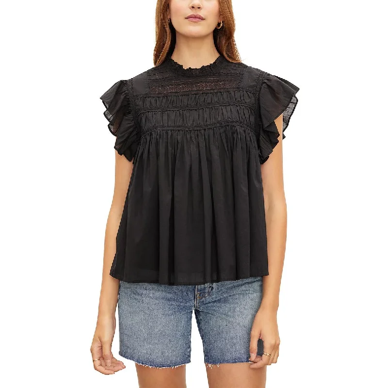 Womens Flutter Casual Blouse Vintage Lace Blouse