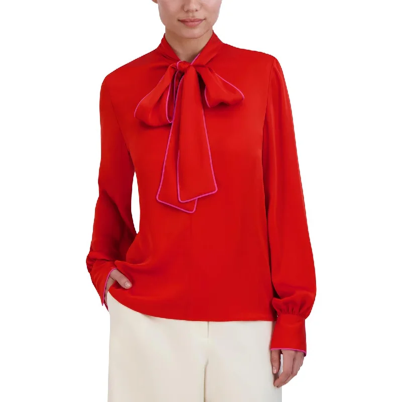 Womens Satin Long Sleeve Blouse Modern Work Blouse