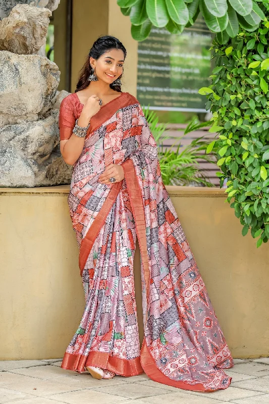 NOZ2TOZ Women's Party Wear Cotton Jari Patta Saree With Unstitched Blouse - Multi Colour Airy Cotton Blouse NOZ2TOZ Women's Party Wear Cotton Jari Patta Saree With Unstitched Blouse - Multi Colour Airy Cotton Blouse