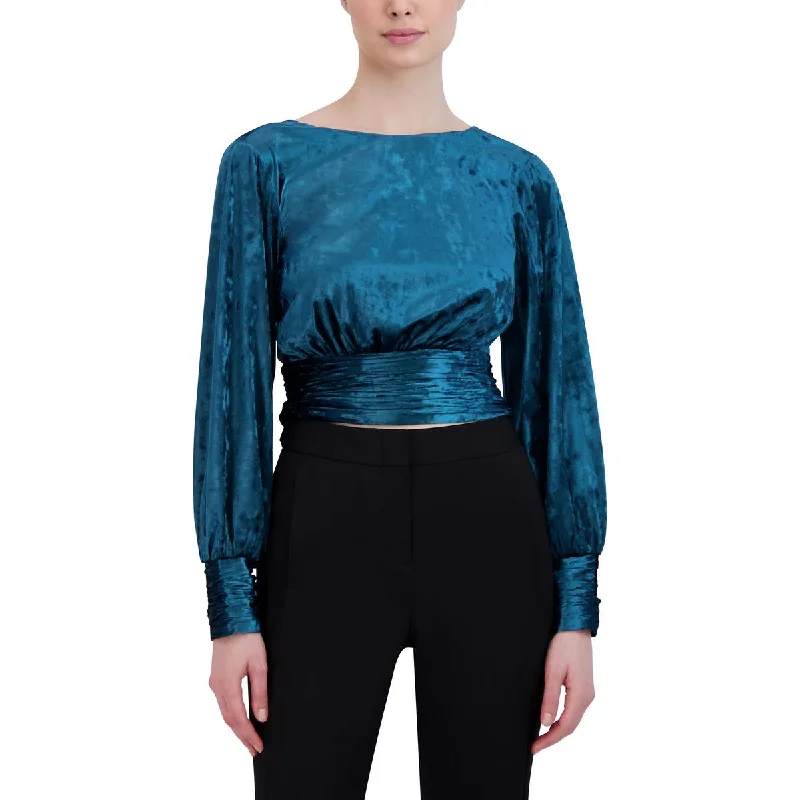 Womens Shirred Blouson Blouse Gathered Detail Blouse