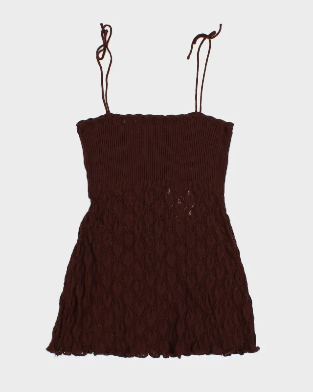 Darling Knit Brown Mini Dress Fashionable Denim Mini Dress