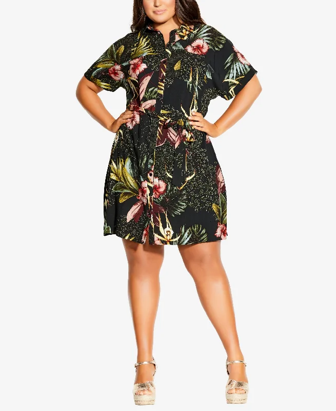 City Chic Trendy Plus Size Phuket Shirt Mini Dress Comfortable Boho Mini Dress