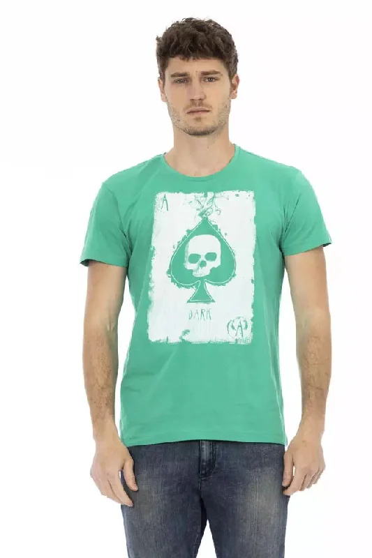 Green Cotton Men T-shirt-- Rayon Velvet Corduroy