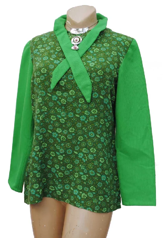 1960s Vintage Green Floral Cotton Micro Mini Dress • Scooter Dress Classic Striped Mini Dress