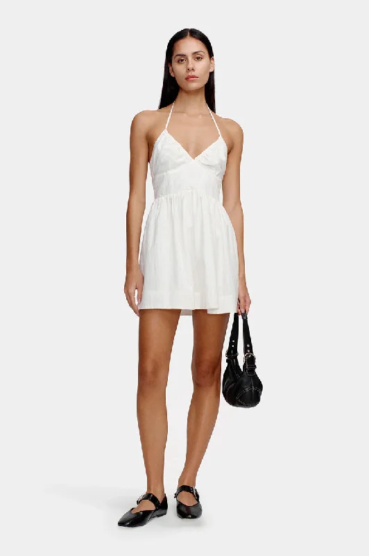 Ownley Winona Mini Dress - Ivory Casual V-Neck Mini Dress