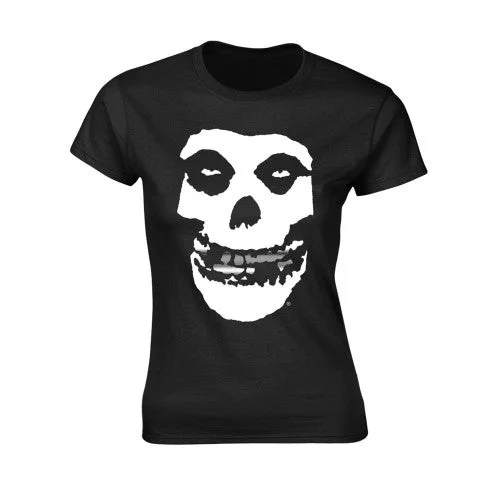 Misfits Womens/Ladies Skull Teeth T-Shirt-- Beaded Sequined Faux Fur