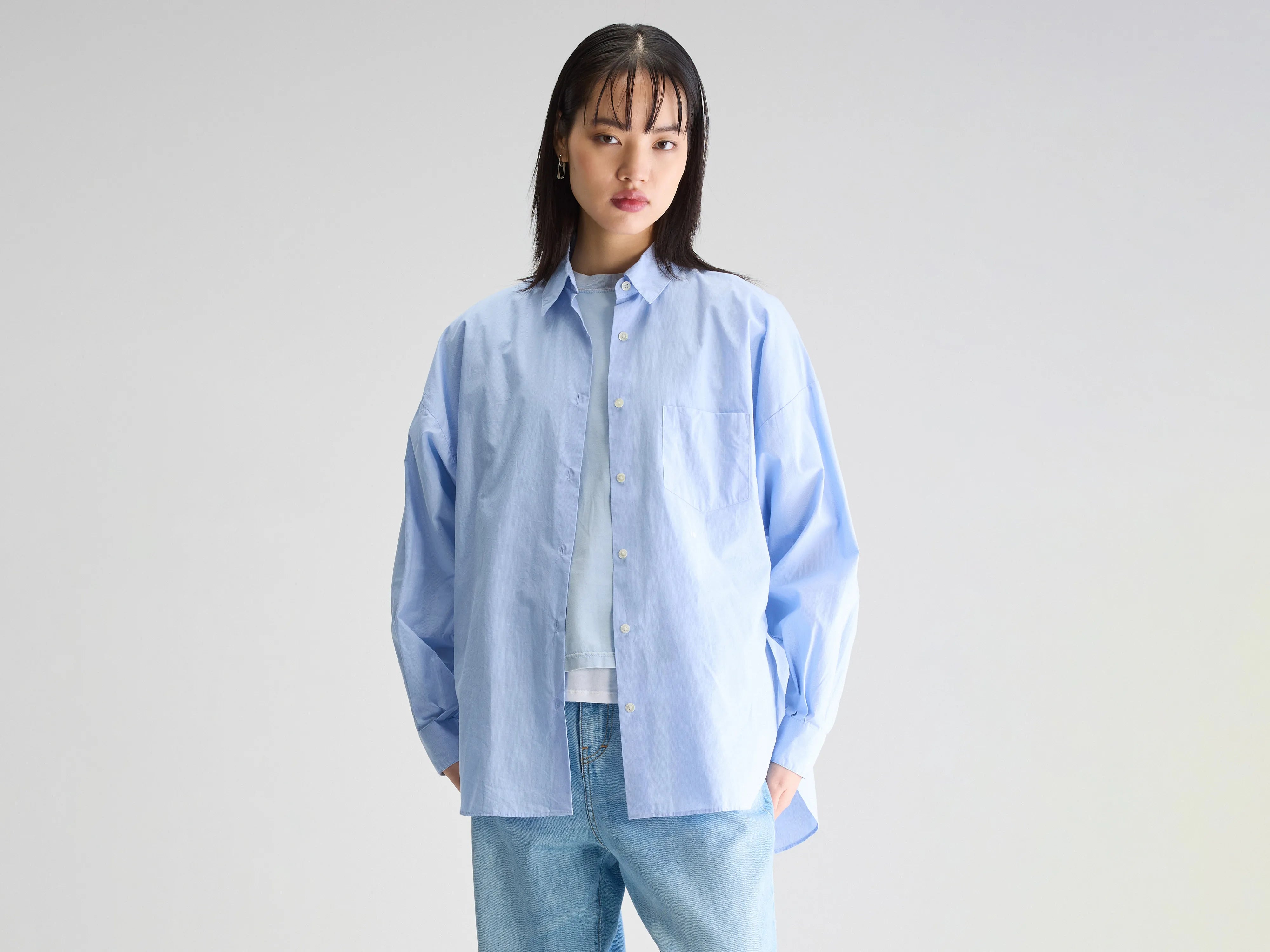 Giorgia poplin shirt (251 / W / STRIPE B)-- Embroidered Appliqued Beaded