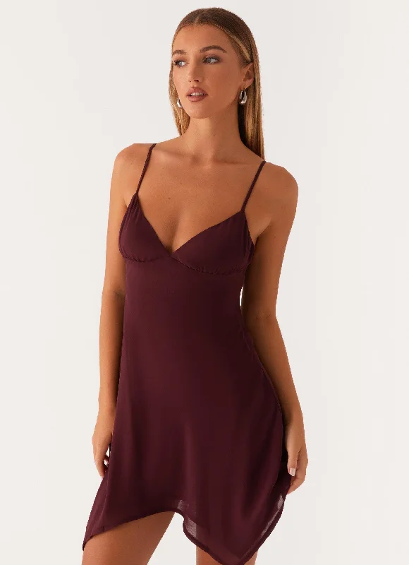 Briella Chiffon Mini Dress - Mulberry Fashionable Denim Mini Dress