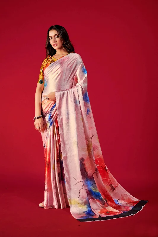 Sonakshi Women's Multicolor Digital Printed Satin Crepe Saree with Blouse Modern Oversized Blouse Sonakshi Women's Multicolor Digital Printed Satin Crepe Saree with Blouse Modern Oversized Blouse