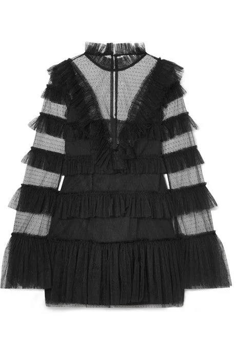 The Zen tiered Swiss-dot tulle mini dress Stylish Summer Mini Dress