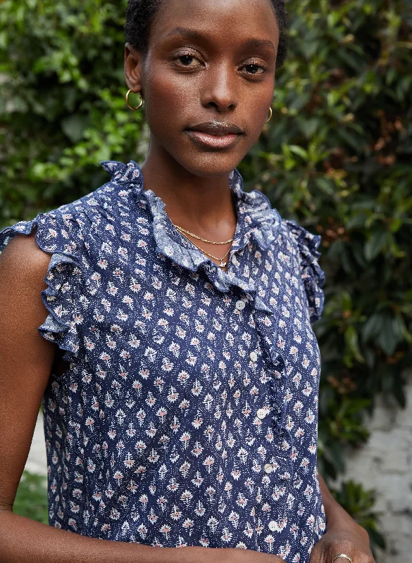 Iris LENZING™ ECOVERO™ Blouse | Indigo Oversized Silk Blouse