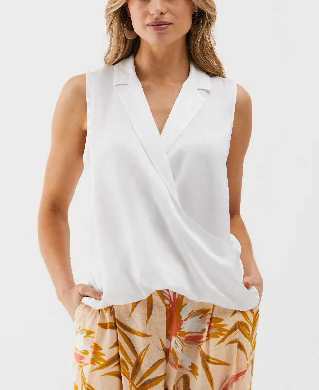 Petite Cross Front Blouse Satin Long Blouse
