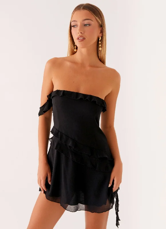Brodie Mini Dress - Black Casual High-Waist Mini Dress