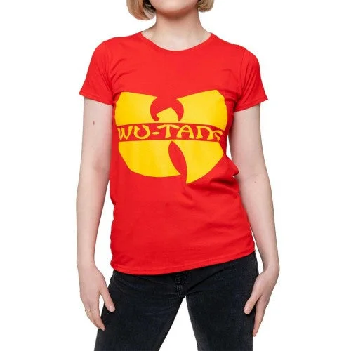 Wu-Tang Clan Womens/Ladies Logo Cotton T-Shirt-- Mesh Blend Leather Blend Suede Blend Wu-Tang Clan Womens/Ladies Logo Cotton T-Shirt-- Mesh Blend Leather Blend Suede Blend