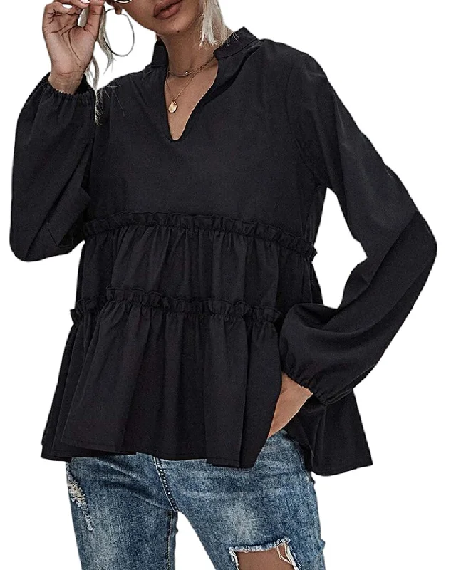 Linda Charm Blouse Pleated Collar Blouse