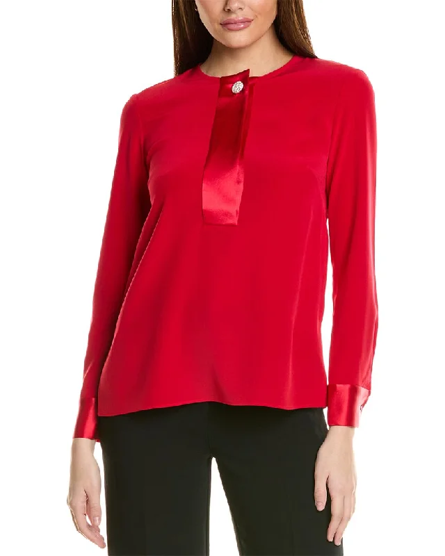 St. John Blouse Floral Chiffon Blouse