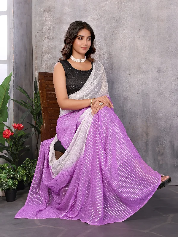 NOZ2TOZ Women's Party Wear Jari Weaving Worked Ready To Wear Saree With Unstitched Blouse - Purple Classic Minimalist Blouse NOZ2TOZ Women's Party Wear Jari Weaving Worked Ready To Wear Saree With Unstitched Blouse - Purple Classic Minimalist Blouse