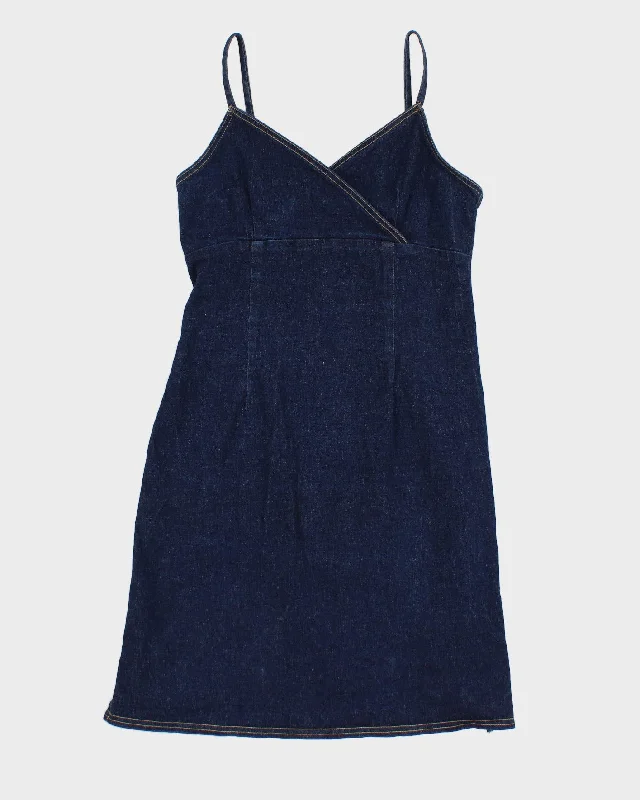 Y2K 00s Darkwash Denim Mini Dress - S Chic Puff Sleeve Mini Dress