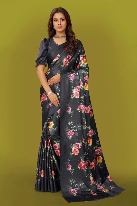Sonakshi Women's Multicolor Pure Japan Satin Digital Printed Designer Saree with Blouse Slim Fit Blouse Sonakshi Women's Multicolor Pure Japan Satin Digital Printed Designer Saree with Blouse Slim Fit Blouse
