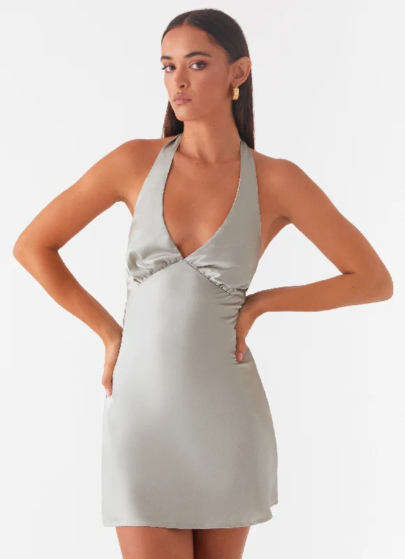 Heavy Hearted Mini Dress - Sage Cozy Knitted Mini Dress